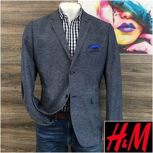Mens H&M Blazer Sport Coat Sport Jacket Linen Cotton 48R Slim Button Coats Suit